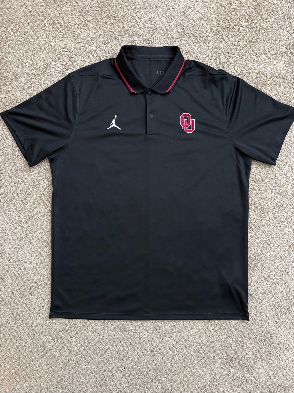 Oklahoma Sooners Nike Air Jordan Black Polo with Crimson OU Crest